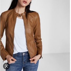 Express small Faux Leather Double Peplum Moto Jacket